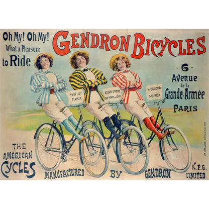 Gendron Bicycles – Avenue de la Grande Armée, Paris | Vintage French Cycling Poster