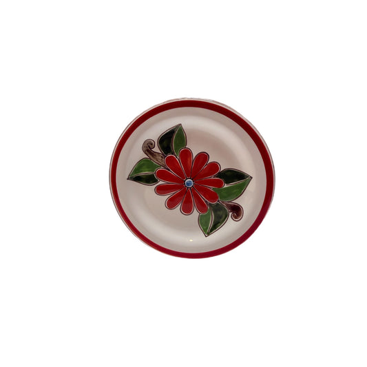 Ceramiche di Sicilia Hand-Painted Floral Plate – Red