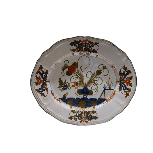 Hand-Painted Blue Carnation Oval Platter – Garafano Faenza