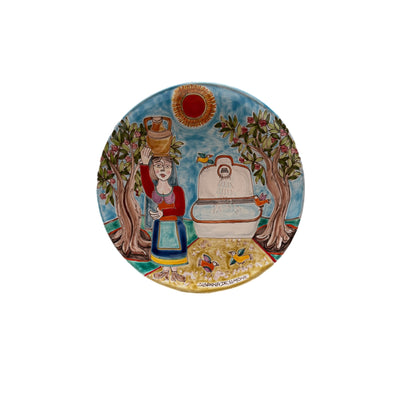 Susanna DeSimone Hand-Painted Plate – Sicilian Fountain Scene (12")