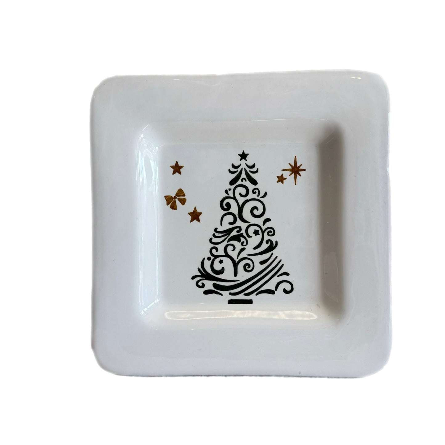 Hand-Painted Deruta Christmas Square Tray
