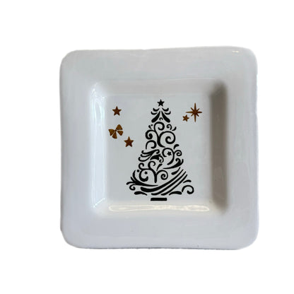 Hand-Painted Deruta Christmas Square Tray