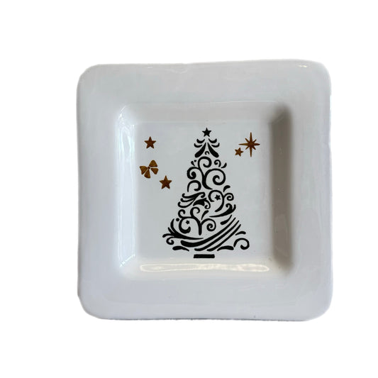 Hand-Painted Deruta Christmas Square Tray