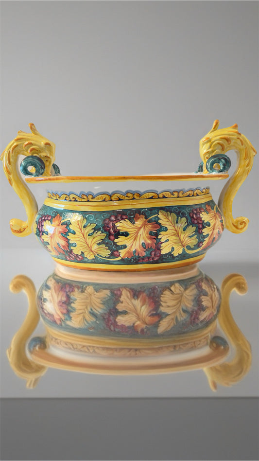 VINTAGE & COLLECTIBLE CERAMICS Hand-Painted Ceramic Grape Clusters Centerpiece Bowl