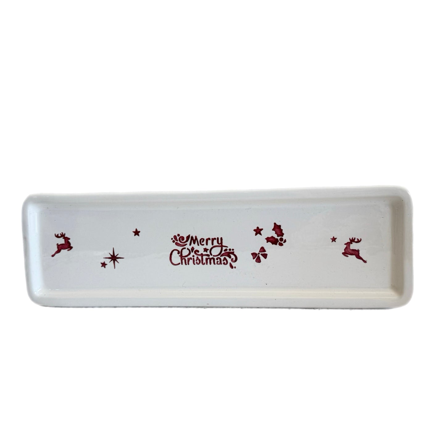 Hand-Painted Deruta “Merry Christmas” Long Tray