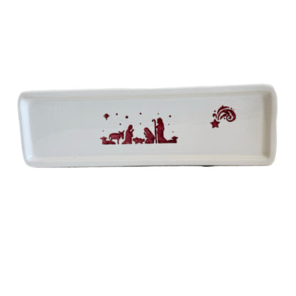 Hand-Painted Deruta Nativity Long Tray