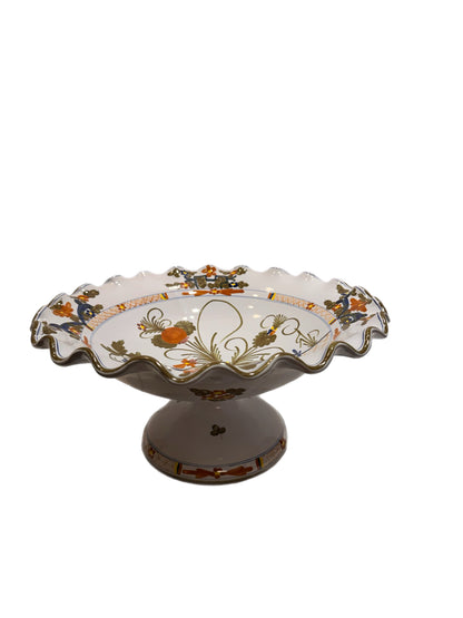 Hand-Painted Blue Carnation Fruit Pedestal – Garafano Faenza