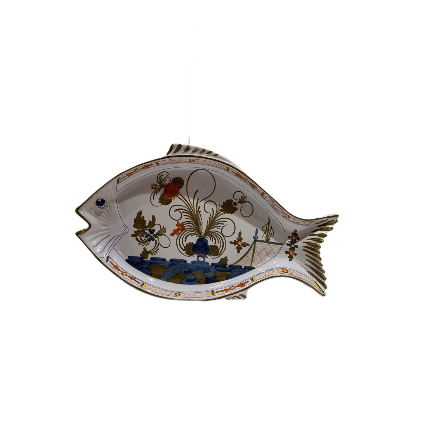 Hand-Painted Blue Carnation Fish Platter – Garafano Faenza