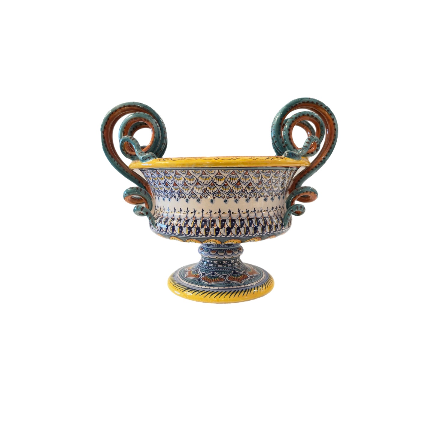 VINTAGE & COLLECTIBLE CERAMICS Italian Hand-Painted Ceramic Centerpiece by Franco Mari