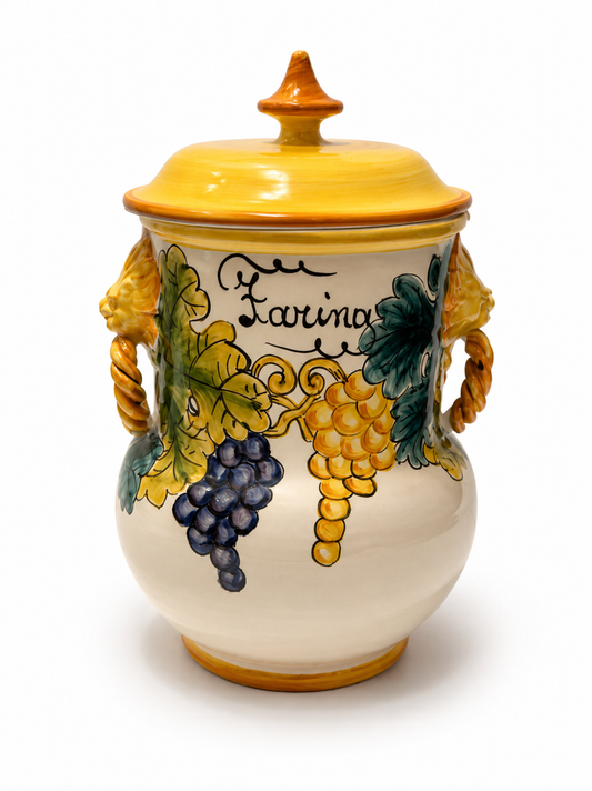 VINTAGE & COLLECTIBLE CERAMICS Vendemmia Toscana – Vintage Italian Ceramic Flour Canister