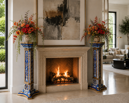 Vintage Elaborate Gold Leaf Porcelain Pedestal