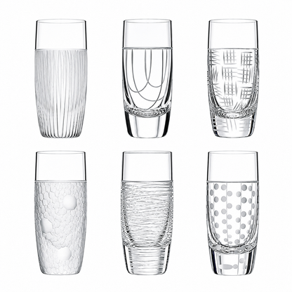Salviati Hand-Carved Crystal Shot Glasses, Set of 6