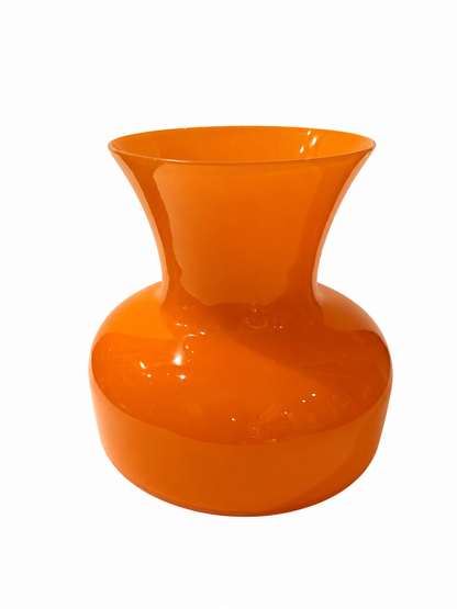 Salviati Hand-Blown Murano Glass Vase, Orange (Large)