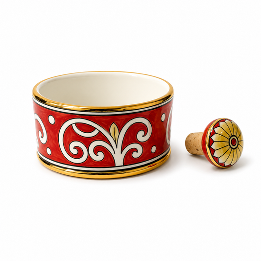Wine Coaster & Bottle Stopper – Red