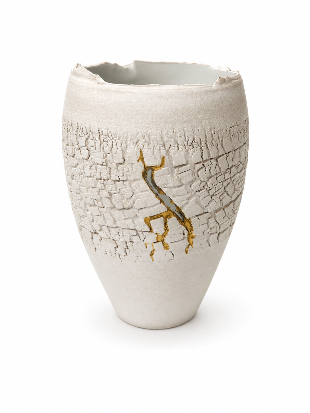Terracotta Med Vase with 24 kt gold