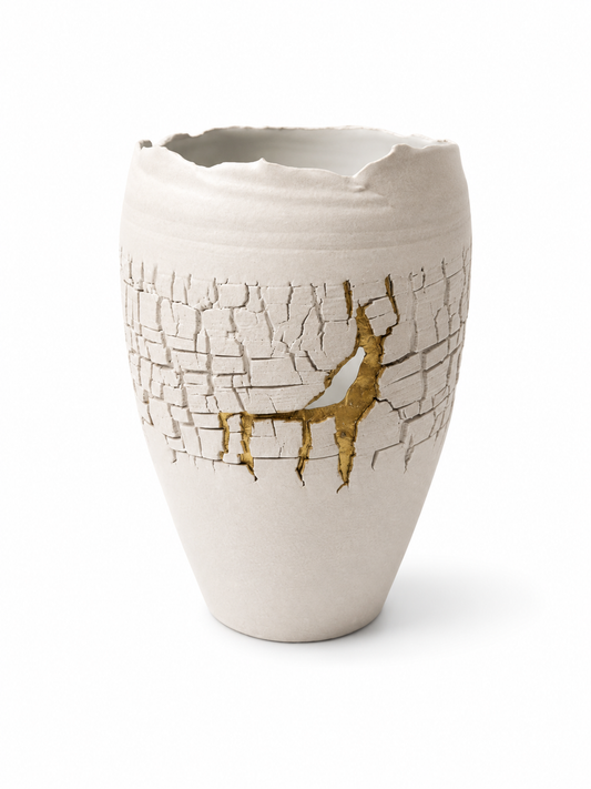 Terracotta Small Vase with 24 kt gold