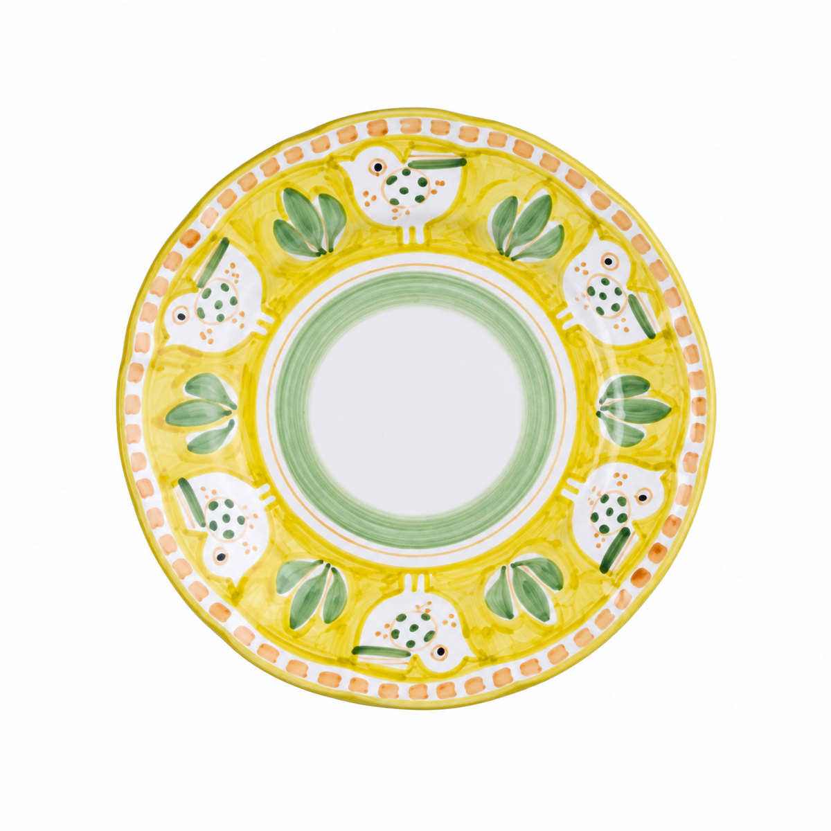 Solimene Campagna Dessert Plate, 6 1/2" — Hand-Painted Hen, Yellow