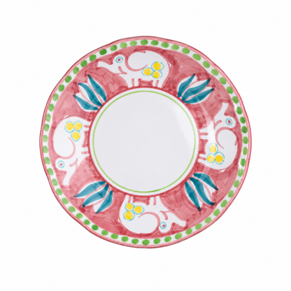 Solimene Campagna Dessert Plate, 6 1/2" — Hand-Painted Elephant, Rose