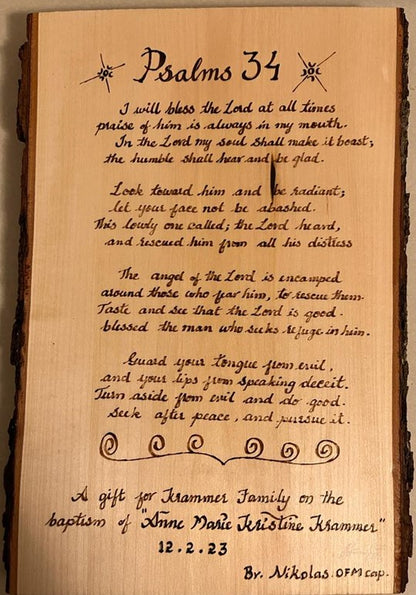 Custom Psalm Writing in Pyrography | PRE-ORDER