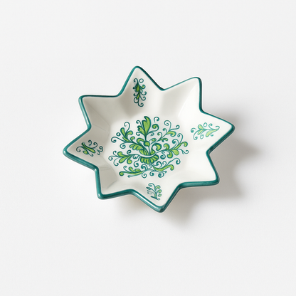 Verdelia Fiorita Italian Star Plate – Hand-Painted Green Floral Star Plate