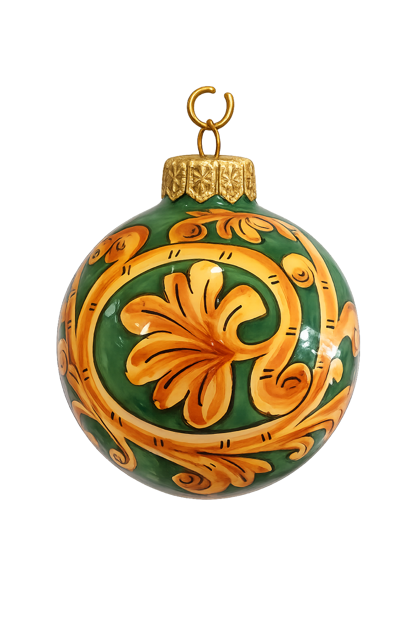 Personalized Ornament - Pia's Green & Gold Scrollwork