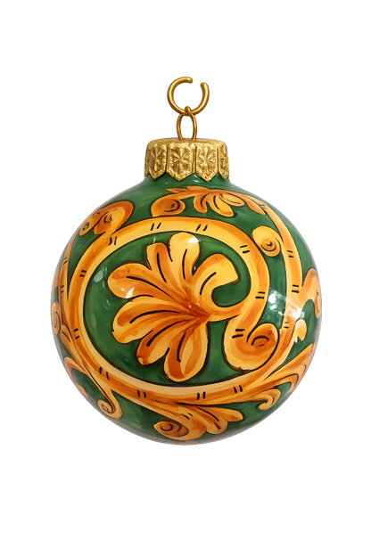 Personalized Ornament - Pia's Green & Gold Scrollwork