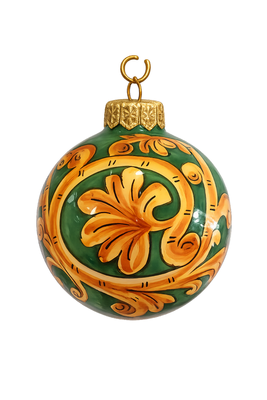 Personalized Ornament - Pia's Green & Gold Scrollwork [6683]