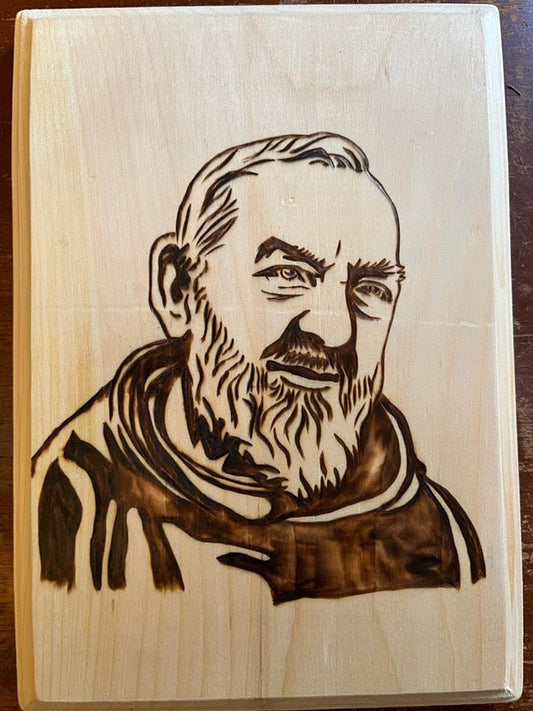 St. Padre Pio in Pyrography | PRE-ORDER