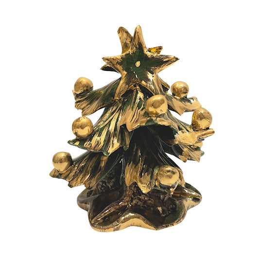 Real Gold & Green Mini Christmas Tree, ceramics, pottery, italian design, majolica, handmade, handcrafted, handpainted, home decor, kitchen art, home goods, deruta, majolica, Artisan, treasures, traditional art, modern art, gift ideas, style, SF, shop small business, artists, shop online, landmark store, legacy, one of a kind, limited edition, gift guide, gift shop, retail shop, decorations, shopping, italy, home staging, home decorating, home interiors