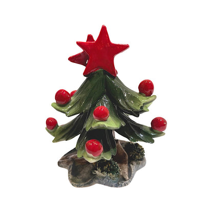 Red & Green Frosted Mini Christmas Tree, ceramics, pottery, italian design, majolica, handmade, handcrafted, handpainted, home decor, kitchen art, home goods, deruta, majolica, Artisan, treasures, traditional art, modern art, gift ideas, style, SF, shop small business, artists, shop online, landmark store, legacy, one of a kind, limited edition, gift guide, gift shop, retail shop, decorations, shopping, italy, home staging, home decorating, home interiors