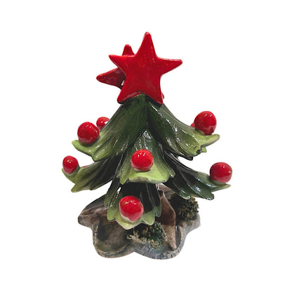 Red & Green Frosted Mini Christmas Tree, ceramics, pottery, italian design, majolica, handmade, handcrafted, handpainted, home decor, kitchen art, home goods, deruta, majolica, Artisan, treasures, traditional art, modern art, gift ideas, style, SF, shop small business, artists, shop online, landmark store, legacy, one of a kind, limited edition, gift guide, gift shop, retail shop, decorations, shopping, italy, home staging, home decorating, home interiors