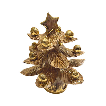 Real Gold & Cream Mini Christmas Tree, ceramics, pottery, italian design, majolica, handmade, handcrafted, handpainted, home decor, kitchen art, home goods, deruta, majolica, Artisan, treasures, traditional art, modern art, gift ideas, style, SF, shop small business, artists, shop online, landmark store, legacy, one of a kind, limited edition, gift guide, gift shop, retail shop, decorations, shopping, italy, home staging, home decorating, home interiors