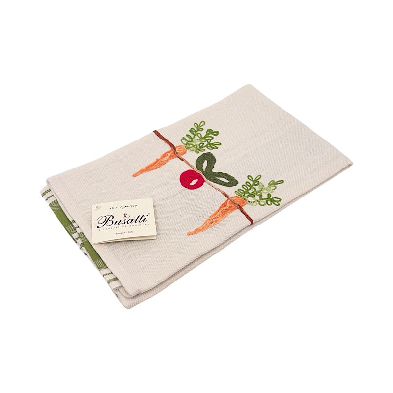Busatti Kitchen Towel Thick Stripe Design - Carrots (Olive)