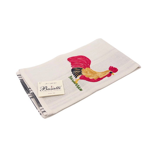 Busatti Kitchen Towel Thick Stripe Design - Rooster (Grey)