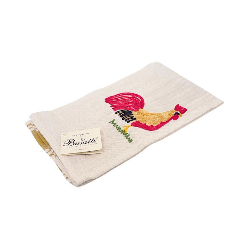 Busatti Kitchen Towel Thick Stripe Design - Rooster (Saffron)