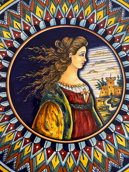 Collectible Majolica Noblewoman Wall Plate