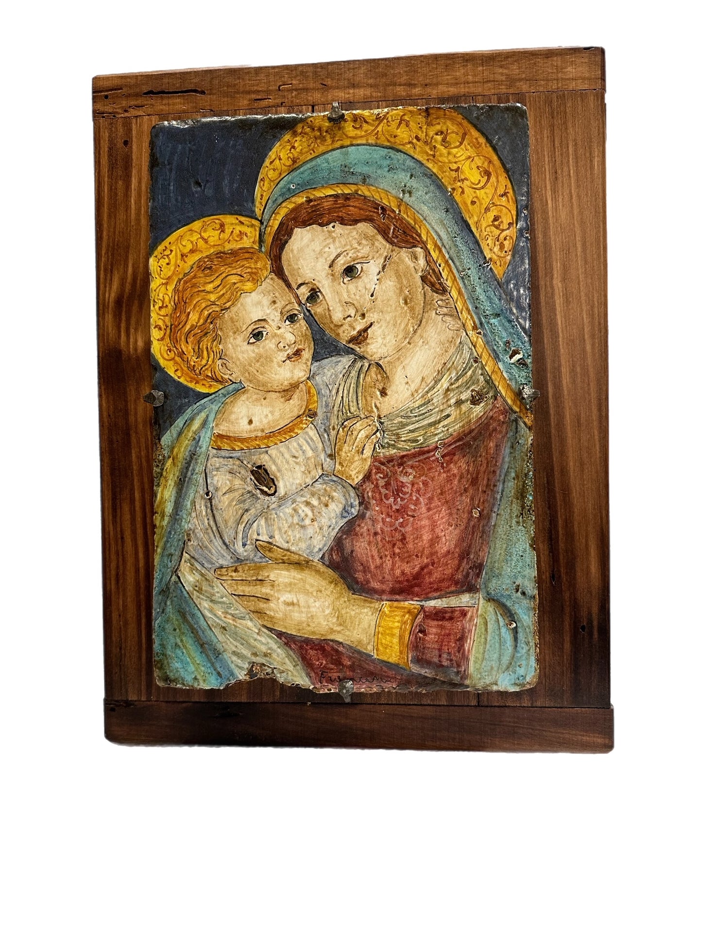 Madonna & Child Ancient Brick Blue Sky