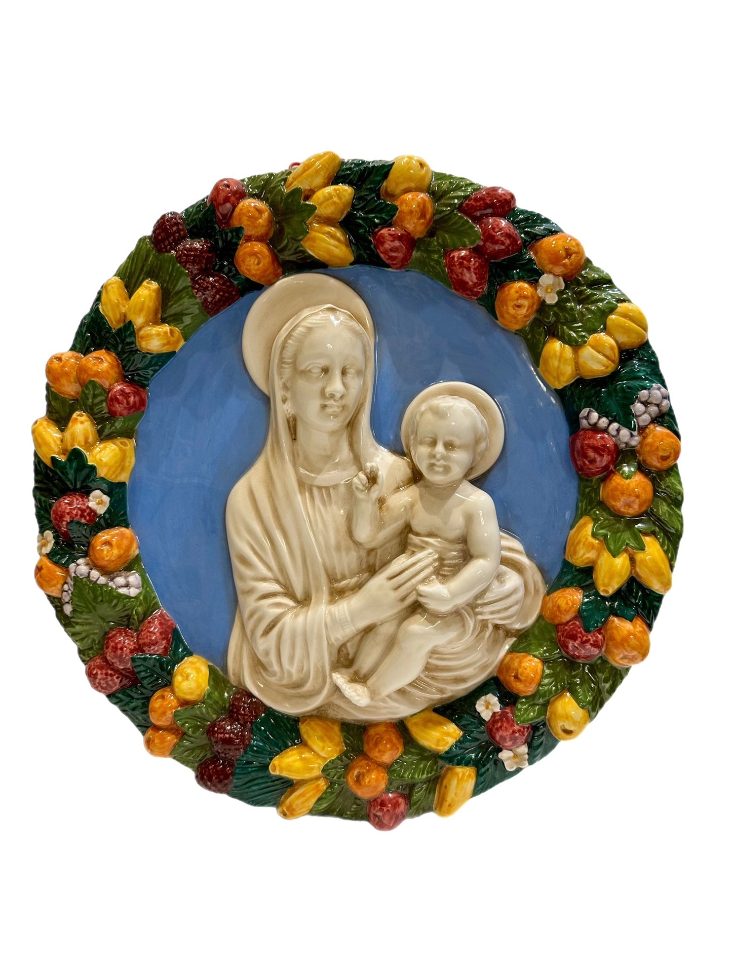 Della Robbia: 14"d Madonna with Baby Jesus  (P059)