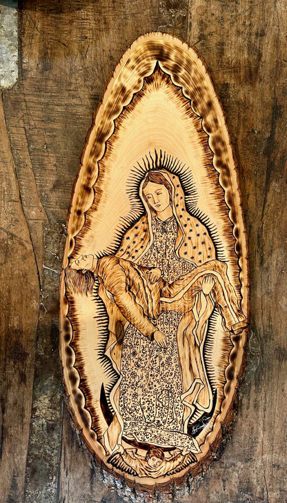 Oval Guadalupe in Pyrography | PRE-ORDER