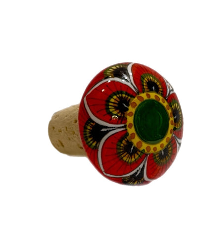 Wine Stopper - Peacock, Red