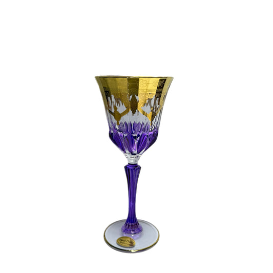 Handcrafted Crystal Glassware with 24K Gold - Purple