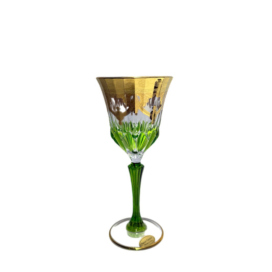 Handcrafted Crystal Glassware with 24K Gold - Green
