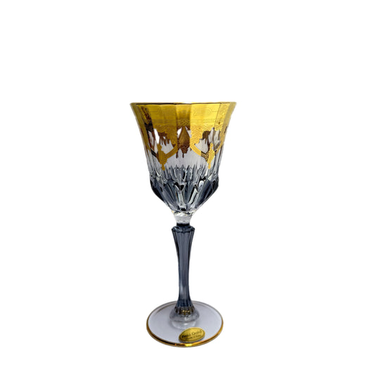 Handcrafted Crystal Glassware with 24K Gold - Grey