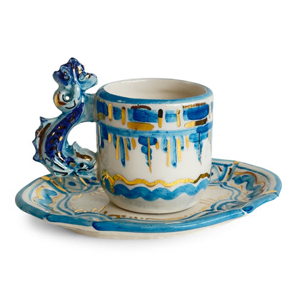 Contrade 24kt Espresso Cup & Saucer, 4 oz : Dolphin