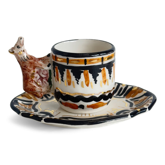 Contrade 24kt Espresso Cup & Saucer, 4 oz : She-wolf