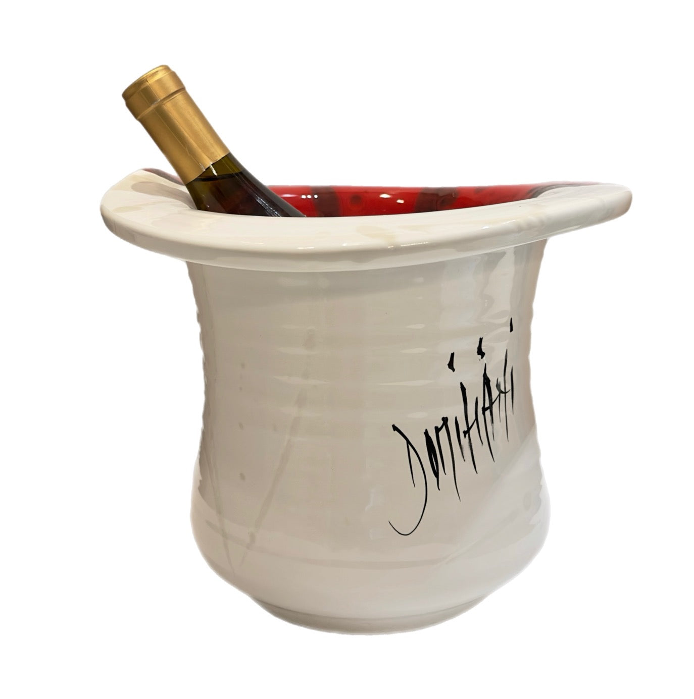 Domiziani Champagne Bucket Top Hat Red & White