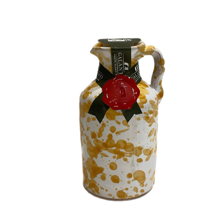 Hand-painted Galantino Extra Virgin Olive Oil Small Ceramic Jar - Yellow