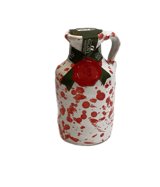 Hand-painted Galantino Extra Virgin Olive Oil Small Ceramic Jar - Red