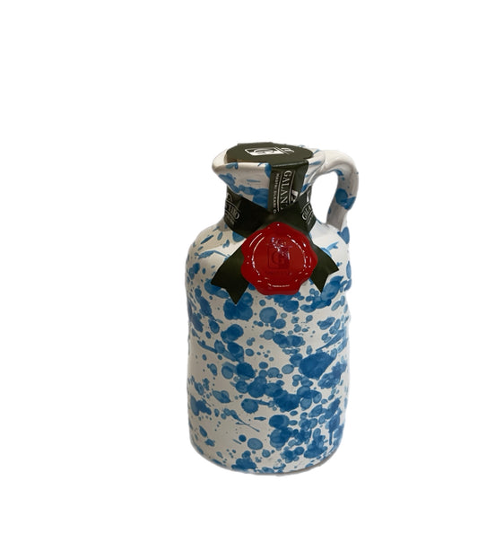 Hand-painted Galantino Extra Virgin Olive Oil Small Ceramic Jar - Turq