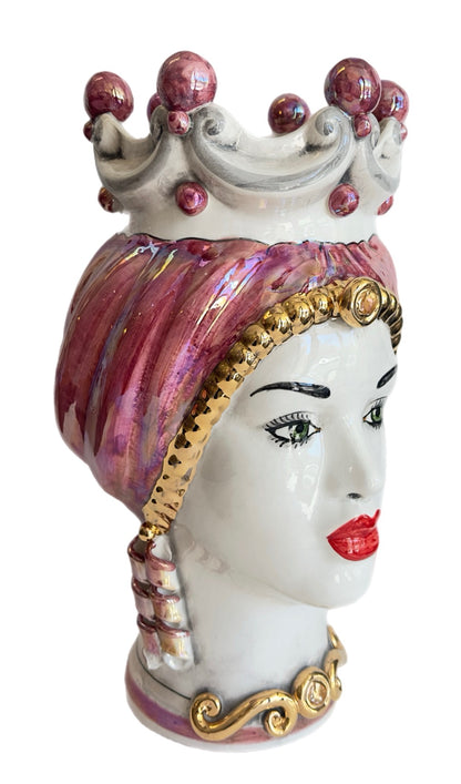 Modern Regina Iridescent Rose Moorish Head with Gold